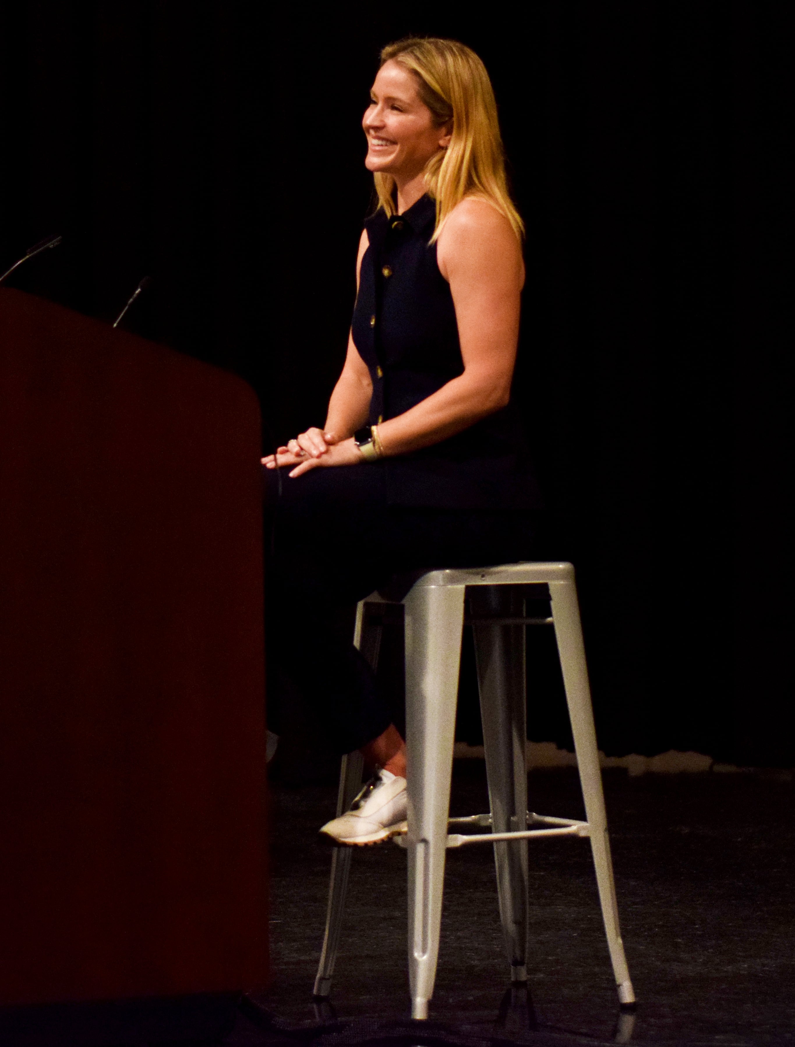 Sara Haines, a TV host and Newton native, speaks during the United Way of Jasper County’s “Voices of Inspiration” series on Aug. 6 inside the conference center of the DMACC Newton Campus.