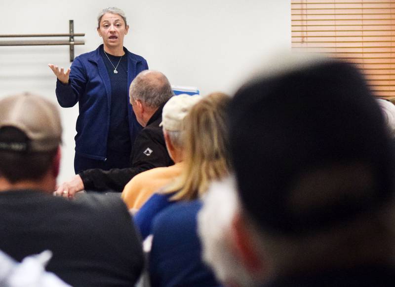 Randi Gliem, EMS director for Baxter, speaks with residents during a town hall meeting on Nov. 1 at the Baxter City Hall Community Building.