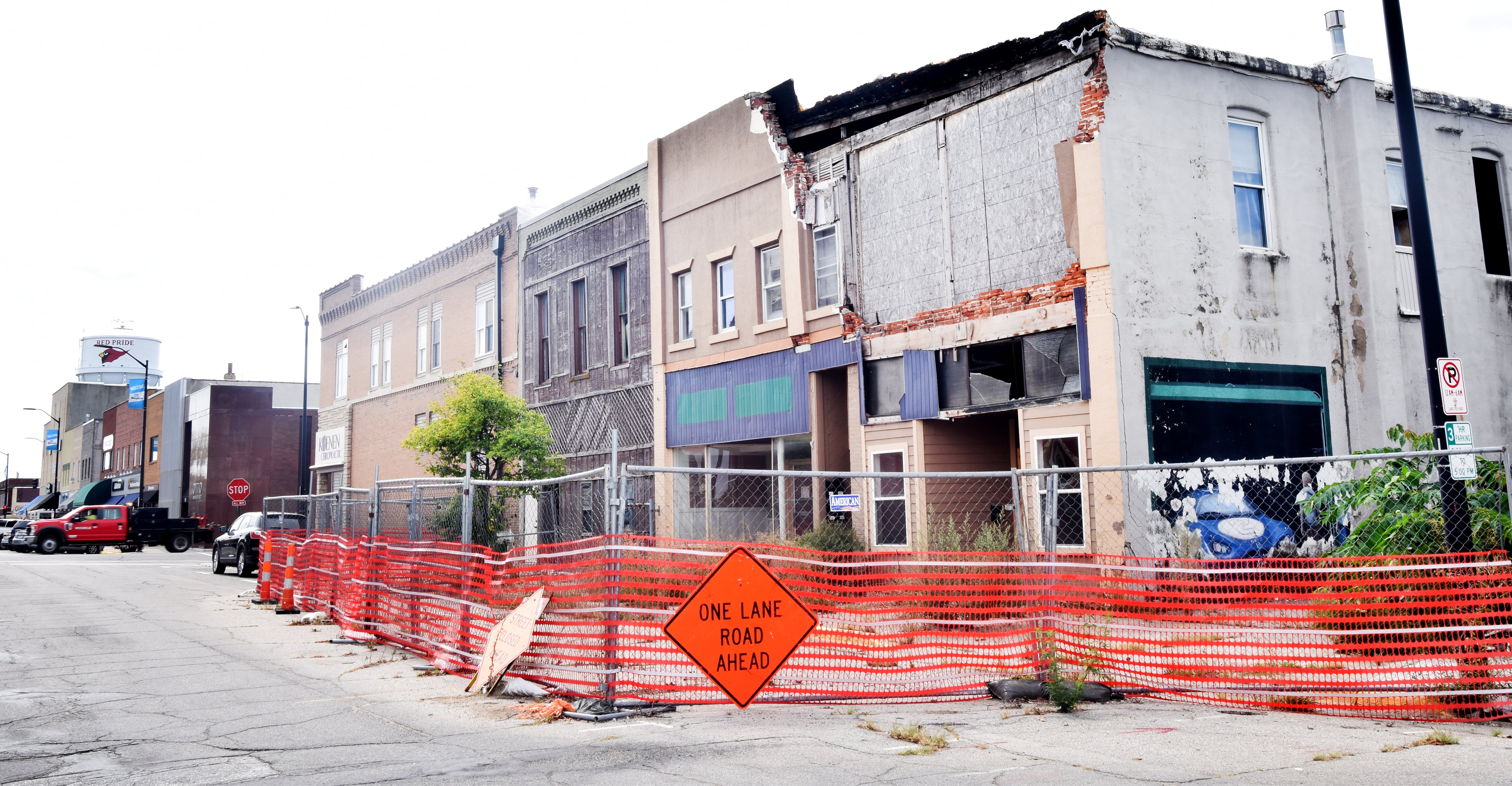 The damaged building owned by Chedester Proeprties, LCC has been granted multiple extensions for its demolition. The building has been damaged ever since the derecho four years ago.