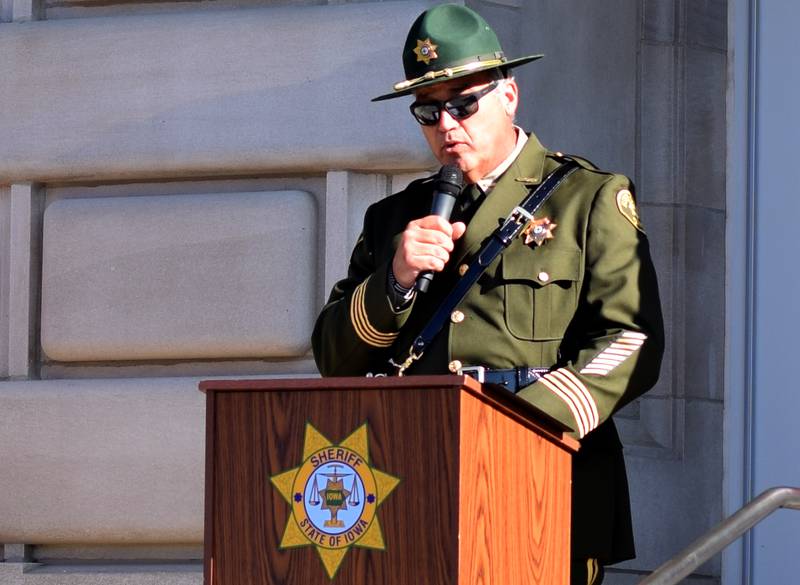 Local law enforcement host a ceremony for National Police Week on May 16 outside the Jasper County Courthouse. Officers, dispatchers and jailers participated in the ceremony, which honors the six local individuals who died on active duty or in the line of duty.