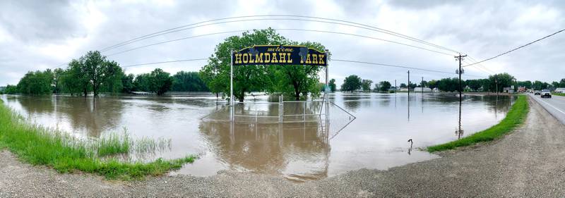 Holmdahl Park in Kellogg on May 21 was completely covered in floodwater. In response, community members volunteered to help fill sandbags to protect lift stations and other important commodities. First responders performed rescues on trapped residents of a nearby housing development.
