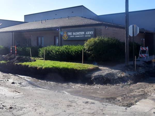 Salvation Army entrances blocked by construction