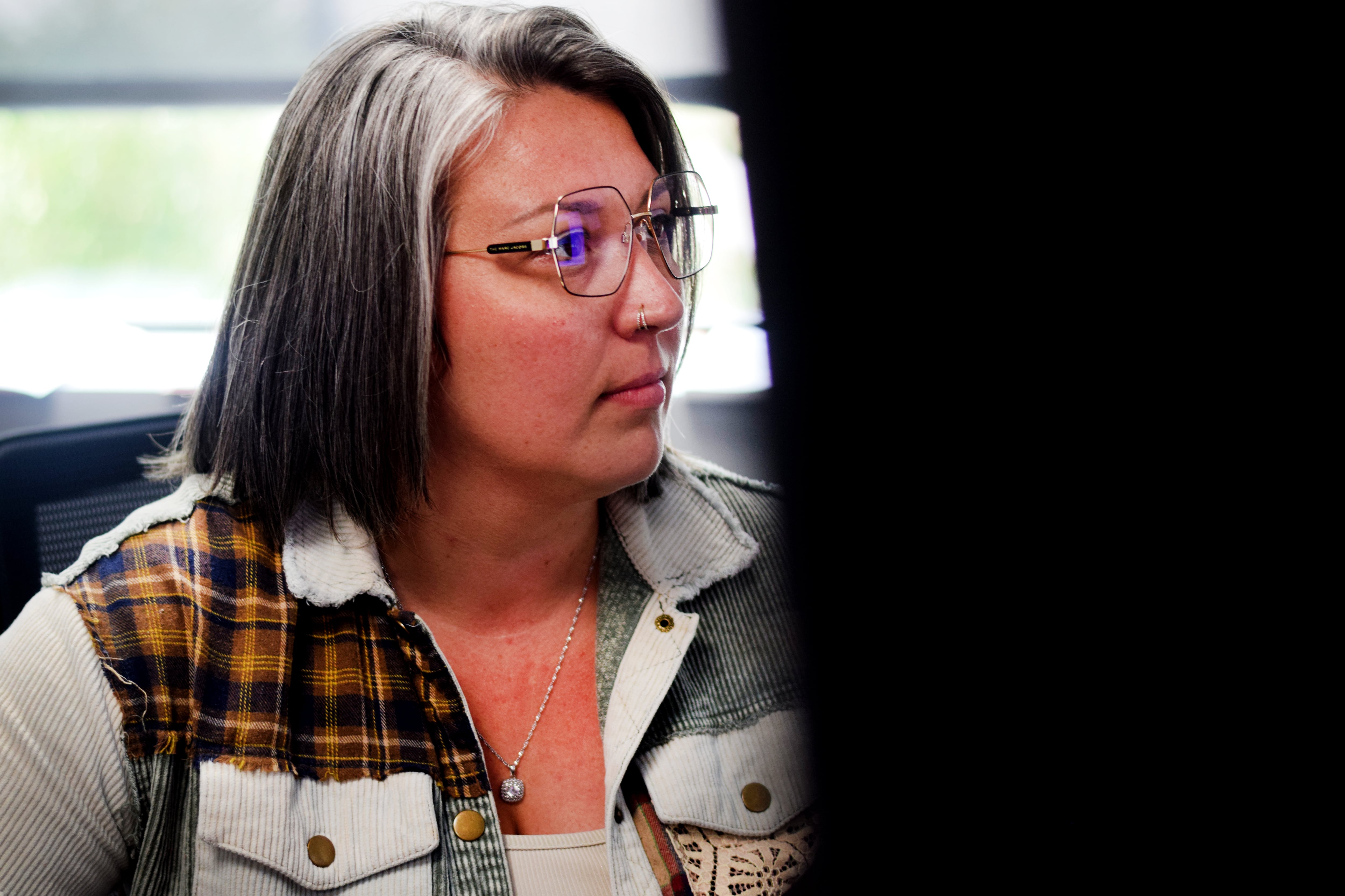 Alyssa Wilson, administrator of Jasper County Veterans Affairs, works in her office inside the county administration building. A letter in support of Wilson was given to the veterans affairs commission, condemning past comments about her and her work.