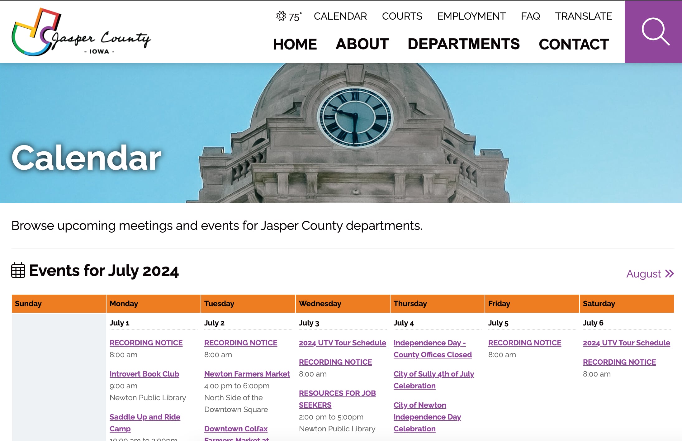 The Jasper County Board of Supervisors on July 16 approved the purchase of a new calendar platform, which will offer more opportunities when posting events.