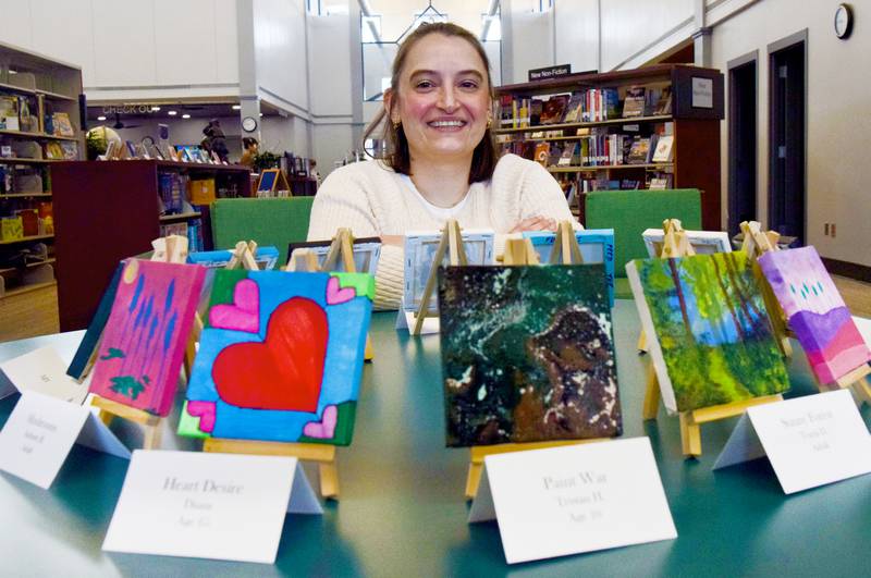 Rebecca Klein, the public services librarian at the Newton Public Library, introduced the Tiny Art Show three years ago, and since then it has amassed hundreds of participants and even spurred the creation of an auction that serves as a fundraiser for the library.