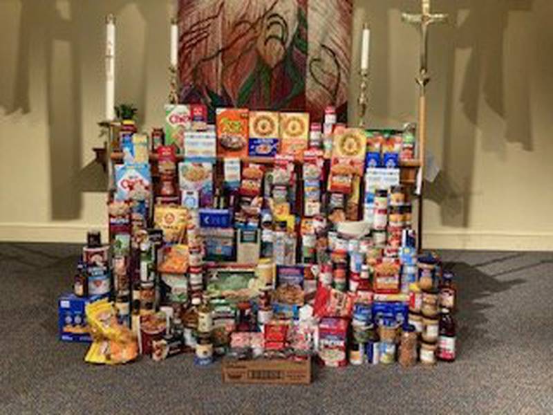 First Lutheran Church donates to food pantry.