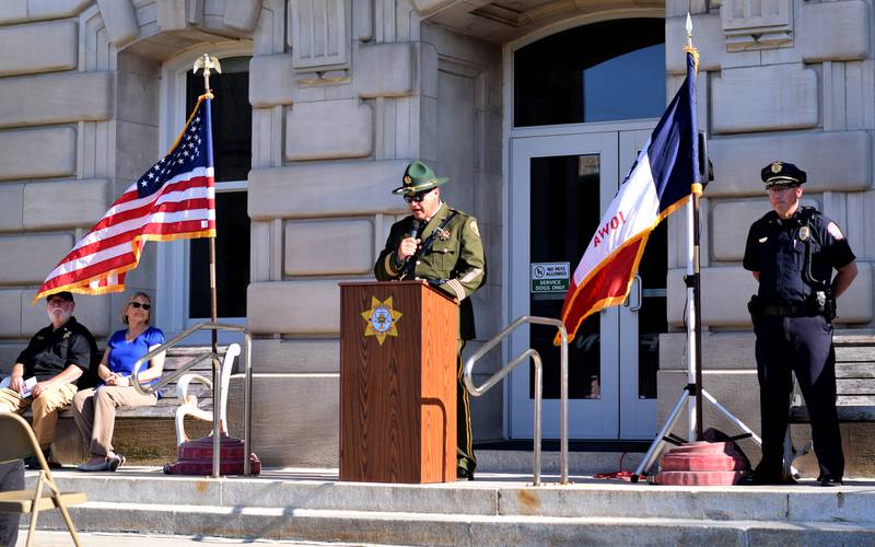 Jasper County Sheriff John Halferty speaks to the audience during the National Police Week Ceremony on May 16 at the county courthouse in Newton.